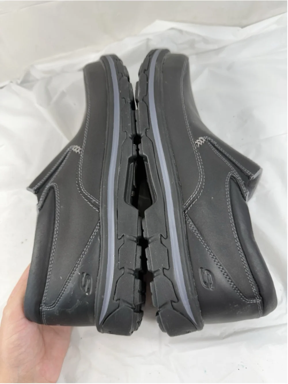 Skechers Men’s Segment The Search Memory Foam Leather Shoes 64261 Black Size 14